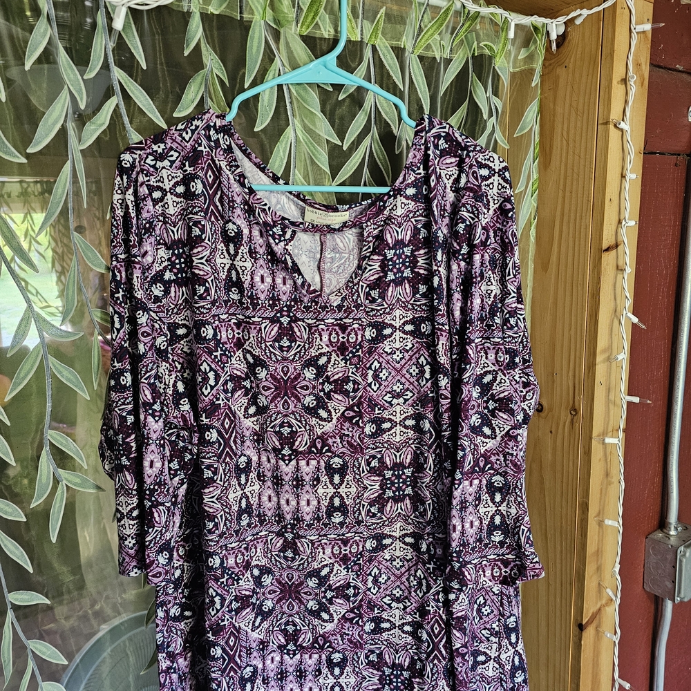 Bobbie Brooks Purple Patterned Blouse